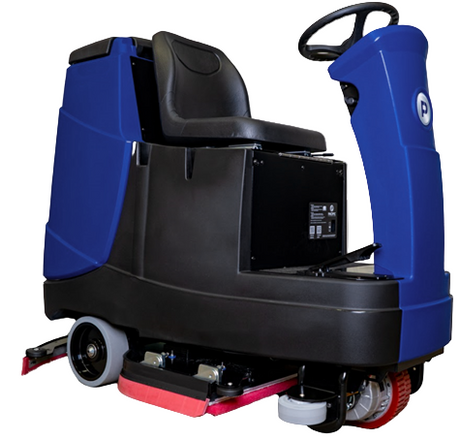 Blue and black scrubber machine on a white background. Model: Pacific RS28.